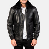 G-1 Aviator Black Leather Bomber Jacket